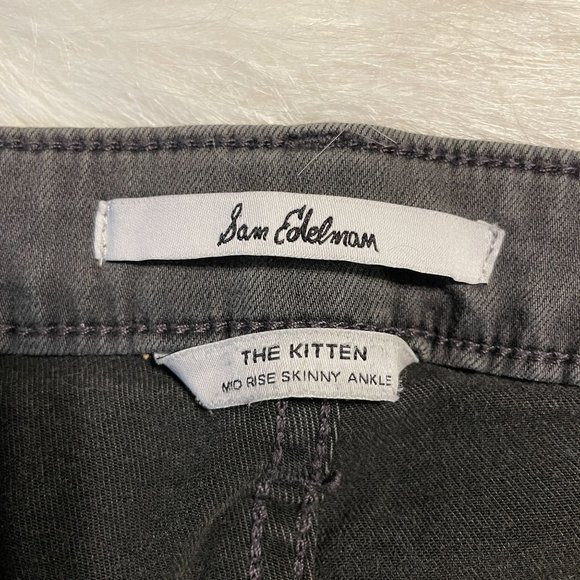Sam Edelman "The Kitten" Gray Mason Mid Rise Angled Hem Skinny Jeans - Picture 4 of 10